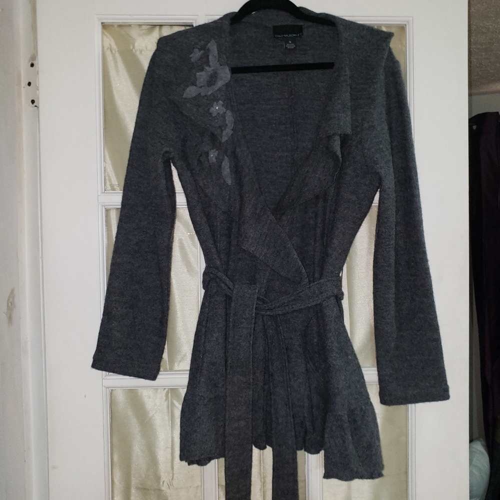 Wool embellished sweater jacket